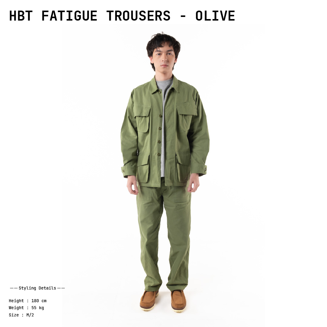 HBT Fatigue Trousers - Olive - Image 7